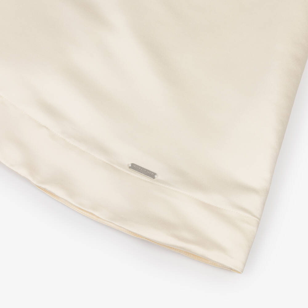 Jessie and James London-Girls Ivory Satin Dress with Abstract Black Ruffle | Childrensalon