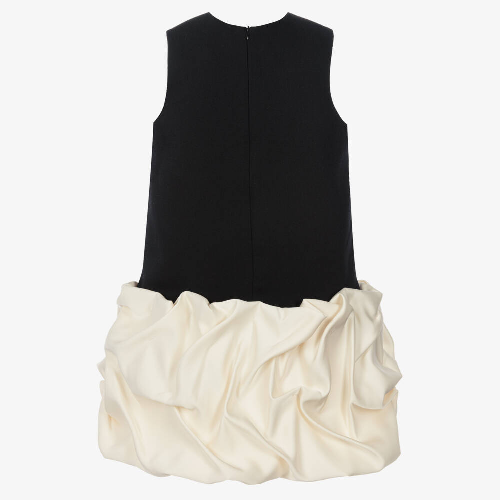 Jessie and James London-Girls Black & Ivory Ruffle Hem Dress | Childrensalon