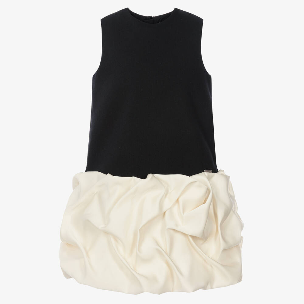 Jessie and James London-Girls Black & Ivory Ruffle Hem Dress | Childrensalon