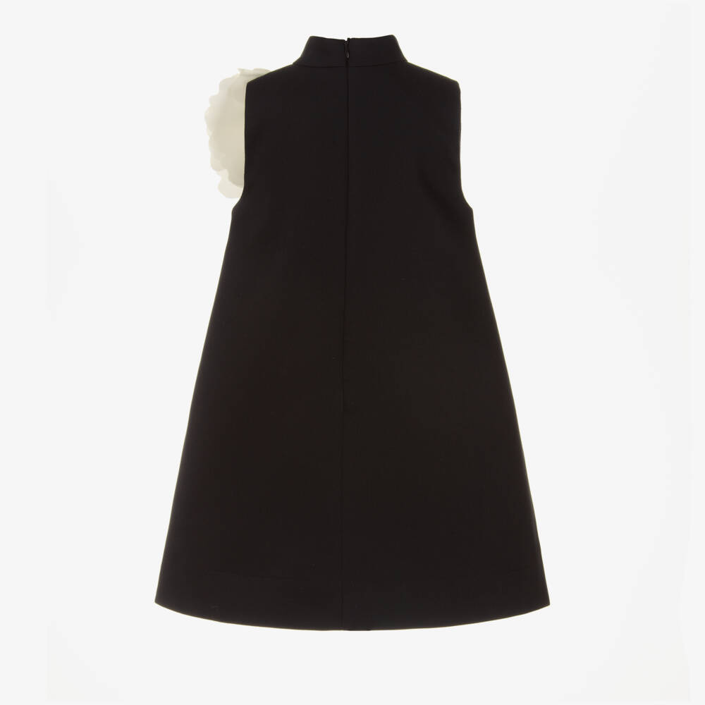 Jessie and James London-Girls Black & Ivory Satin Flower Dress | Childrensalon