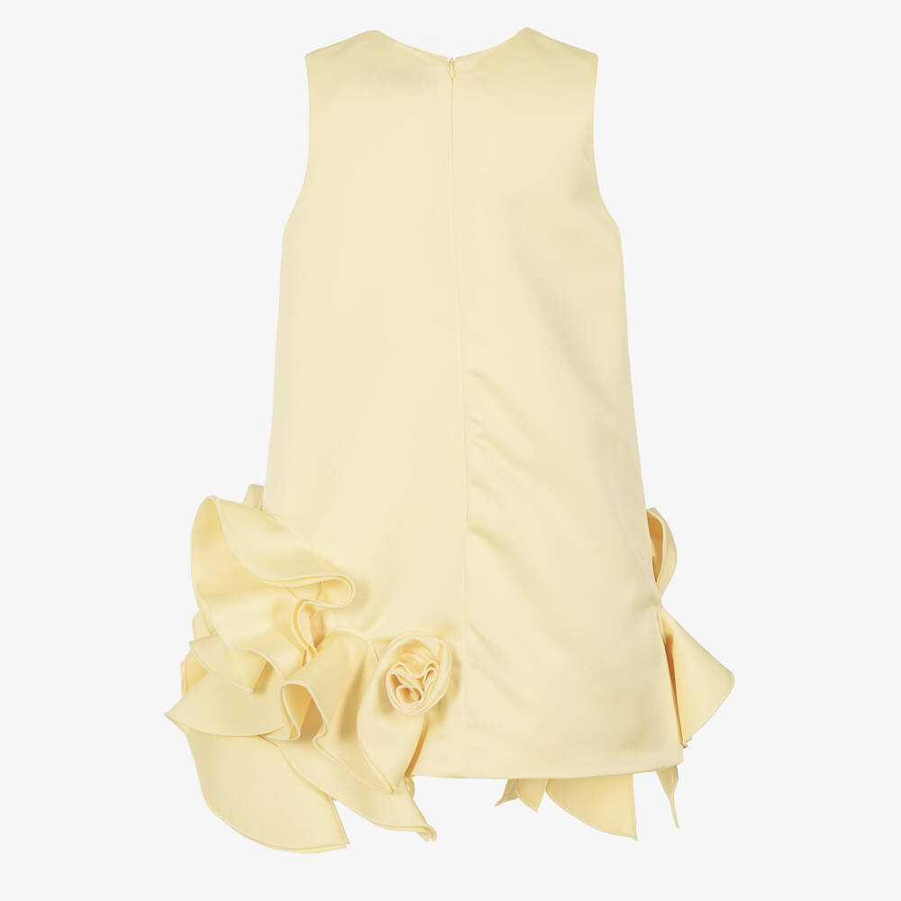 Jessie and James London-Girls Buttercup Yellow Satin Ruffle Dress | Childrensalon