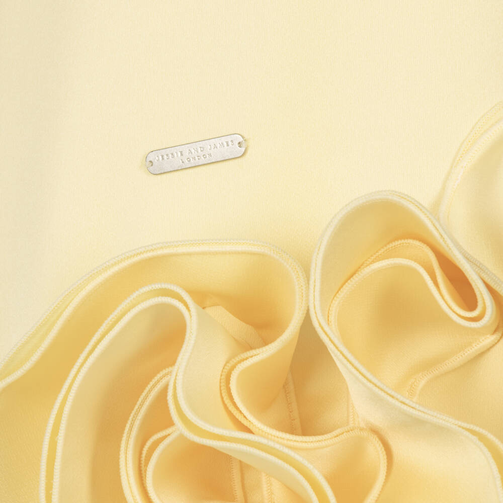 Jessie and James London-Girls Buttercup Yellow Satin Ruffle Dress | Childrensalon