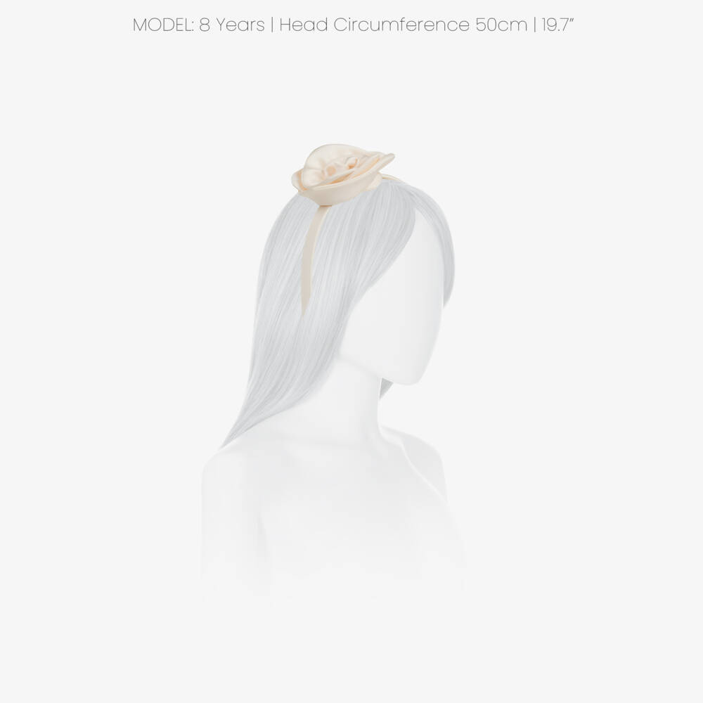 Jessie and James London-Girls Cream Satin Rose Hairband | Childrensalon