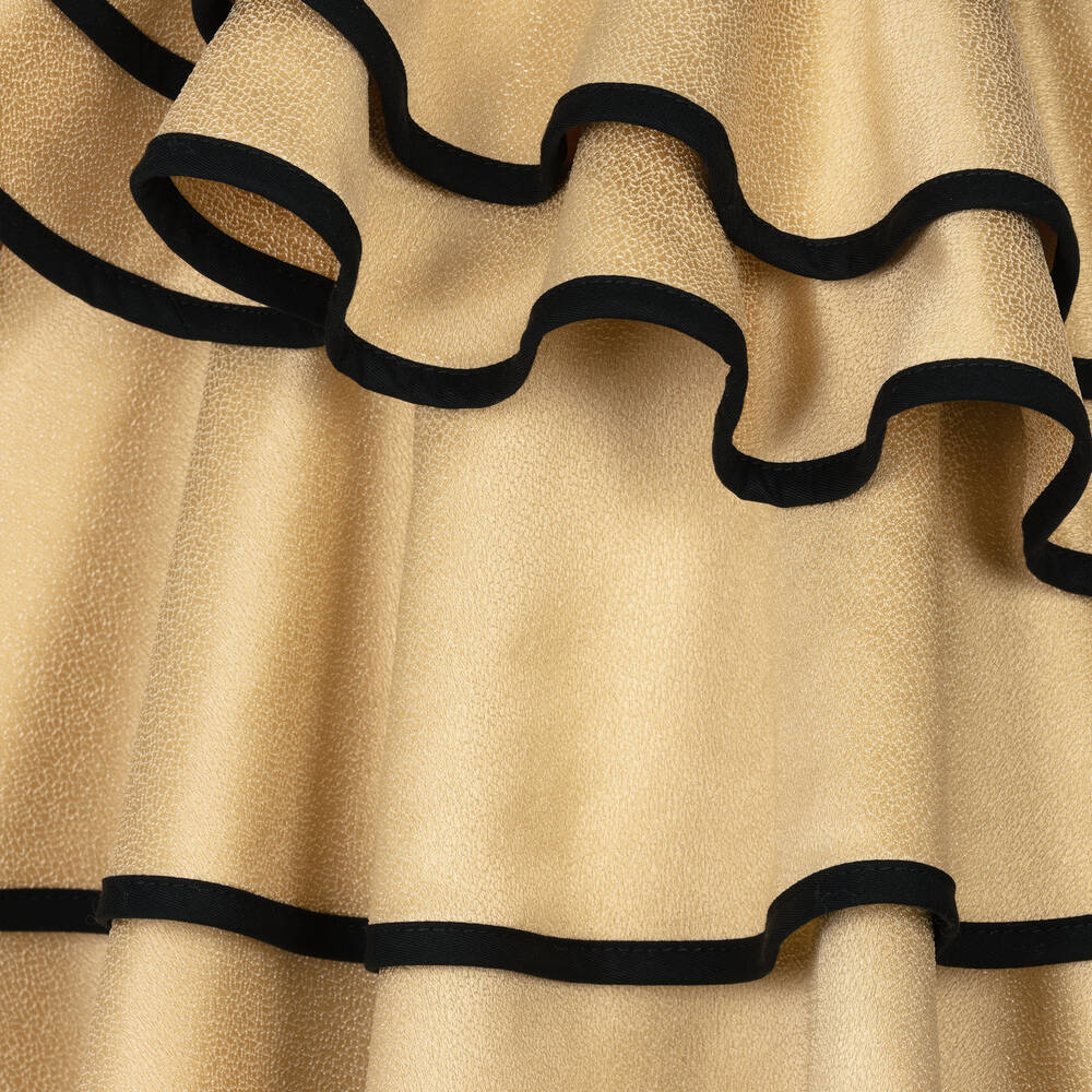 Jessie and James London-Girls Gold & Black Ruffle Dress | Childrensalon