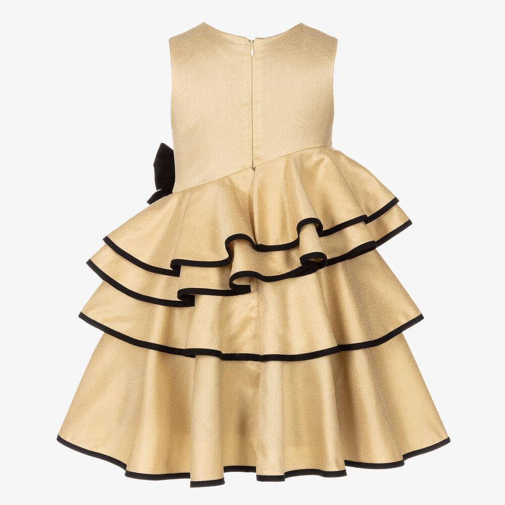 Jessie and James London-Girls Gold & Black Ruffle Dress | Childrensalon