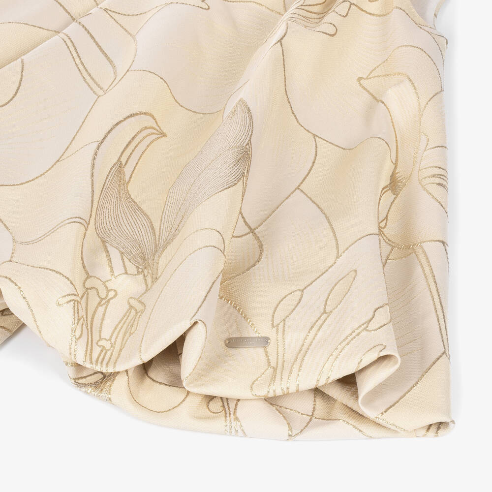 Jessie and James London-Girls Gold Lily Jacquard Bubble Hem Dress | Childrensalon