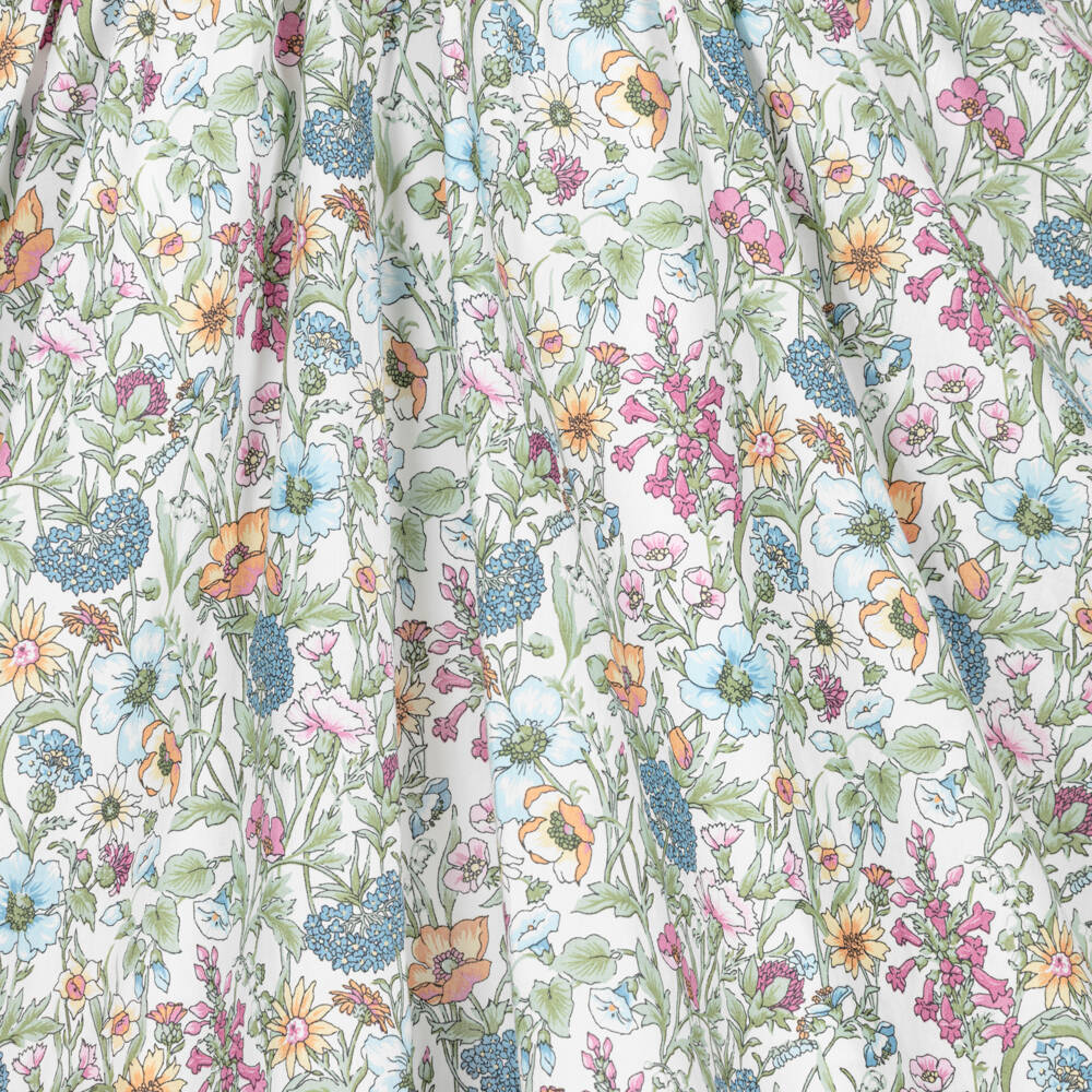 Jessie and James London-Girls Green Floral Print Cotton Dress with Puffed Sleeves | Childrensalon