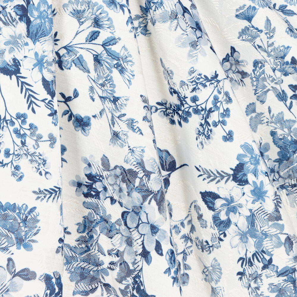 Jessie and James London-Girls Ivory & Blue Floral Jacquard Dress | Childrensalon