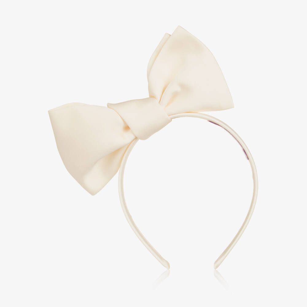 Jessie and James London-Girls Ivory Hairband with Decorative Bow | Childrensalon
