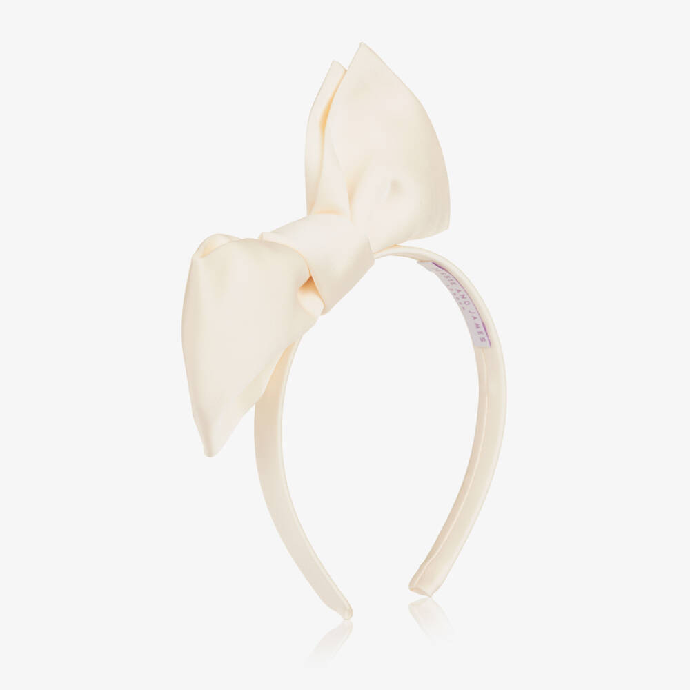Jessie and James London-Girls Ivory Hairband with Decorative Bow | Childrensalon
