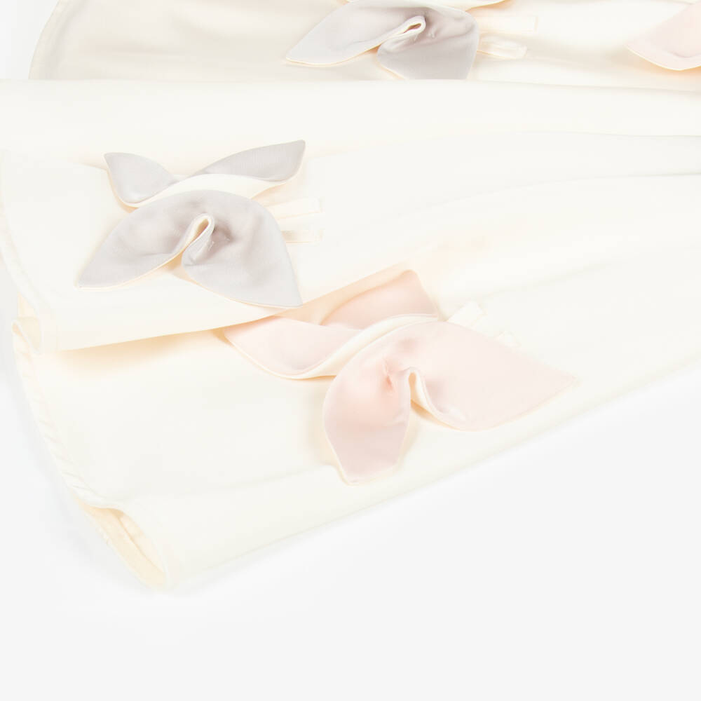 Jessie and James London-Girls Ivory Satin Dress with 3D Butterly Appliqués | Childrensalon