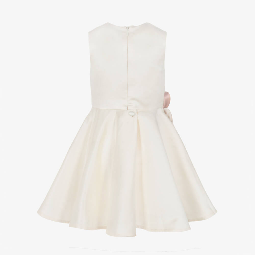 Jessie and James London-فستان ساتان مزين بورود ثلاثية الأبعاد لون عاجي للبنات | Childrensalon