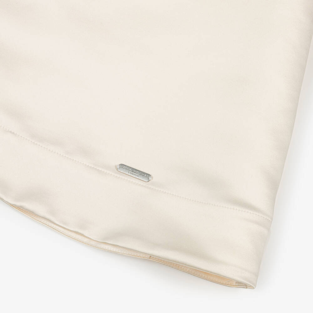 Jessie and James London-Girls Ivory Satin Dress with Abstract Black Ruffle | Childrensalon