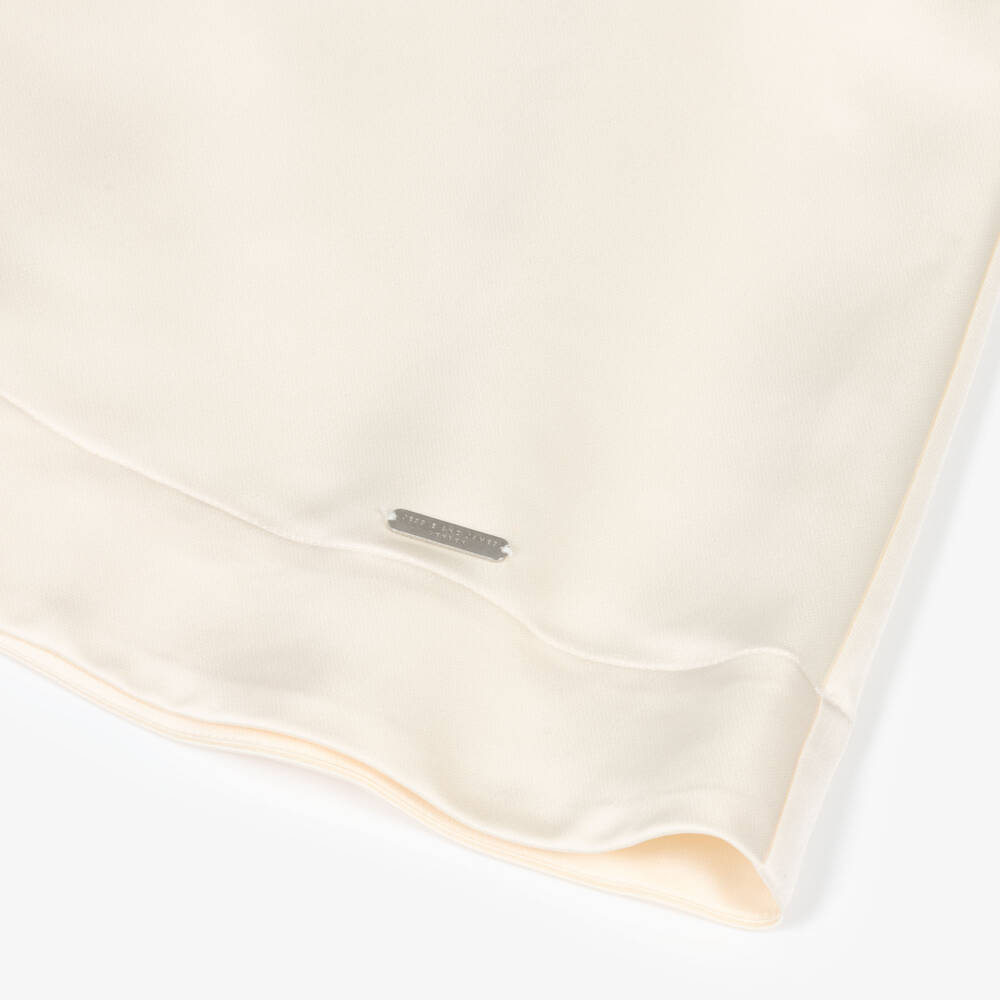 Jessie and James London-Girls Ivory Satin Dress with Red Flower | Childrensalon