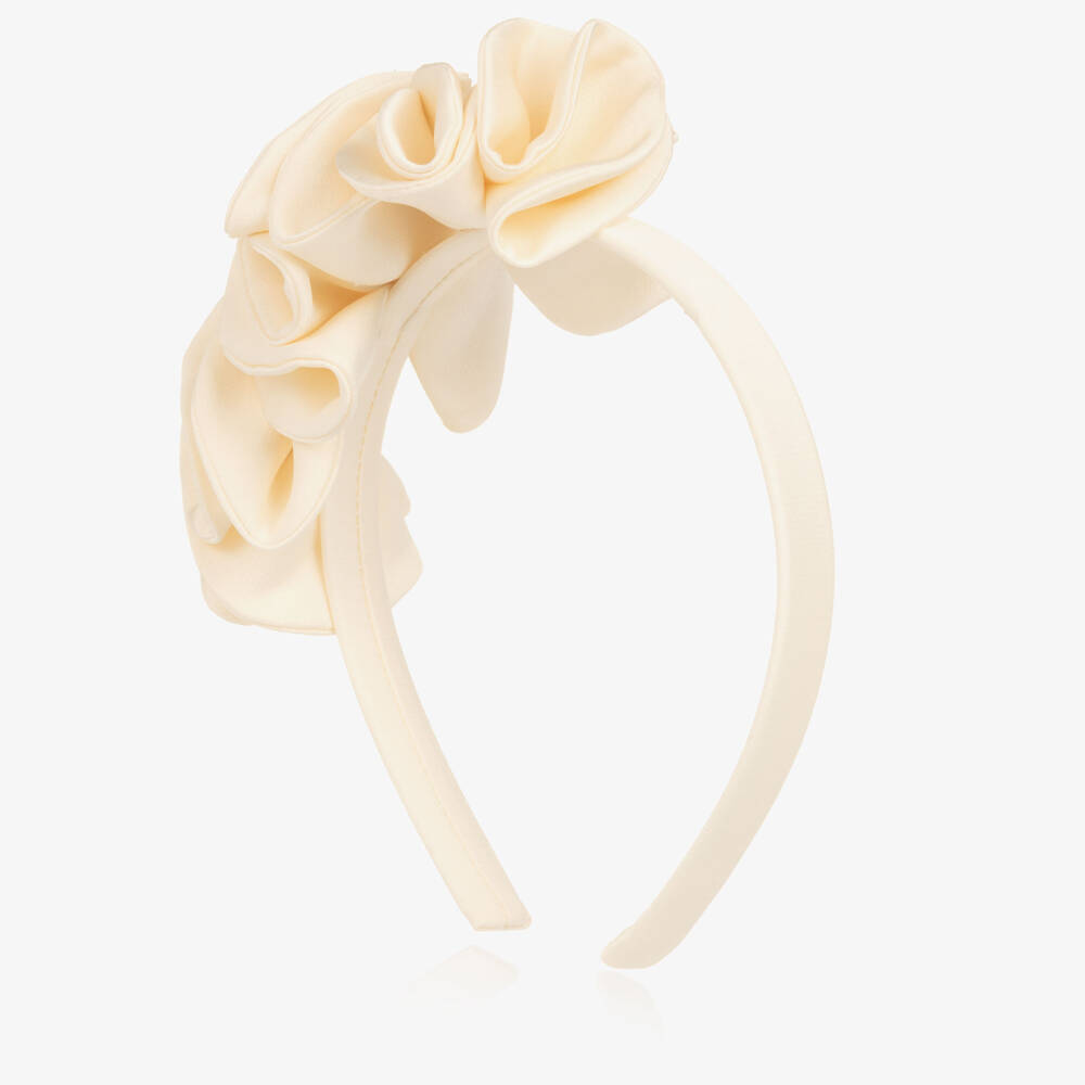 Jessie and James London-Ободок кремовый с цветами из атласа для девочек | Childrensalon