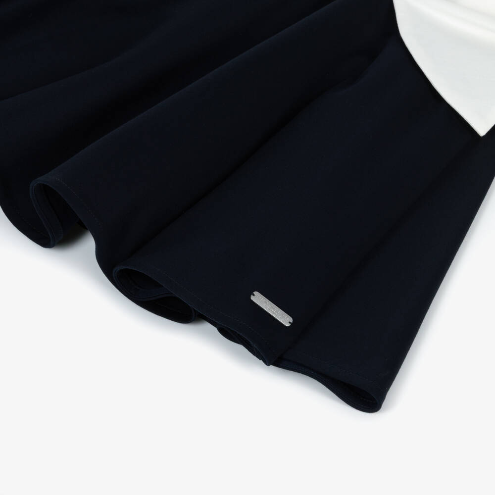 Jessie and James London-Платье синее из атласа с эффектным цветочным декором для девочек | Childrensalon