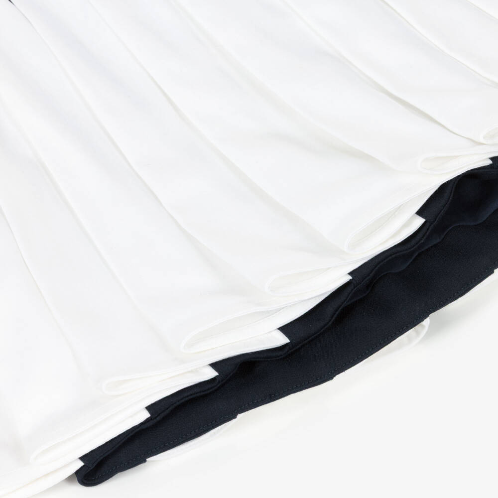 Jessie and James London-Girls Navy Blue & White Accordion Pleat Dress | Childrensalon