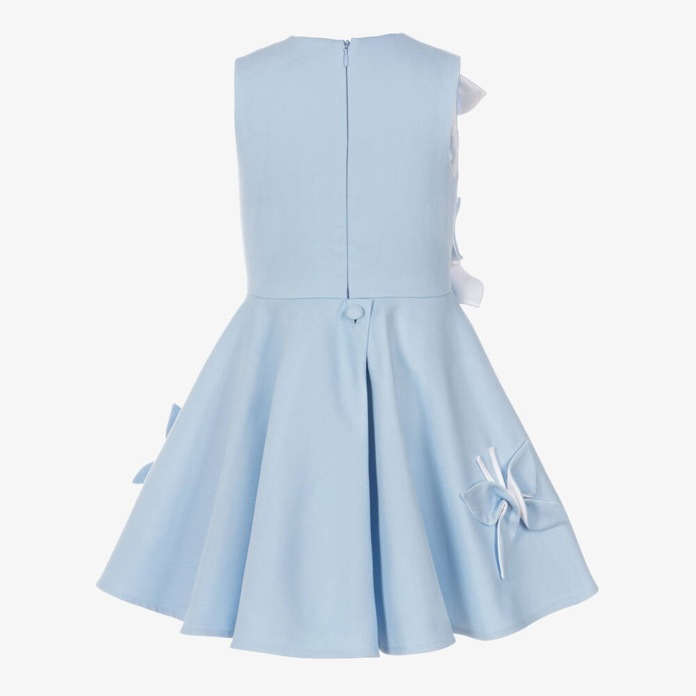 Jessie and James London-Girls Pale Blue Dress with 3D Butterfly Appliqués | Childrensalon