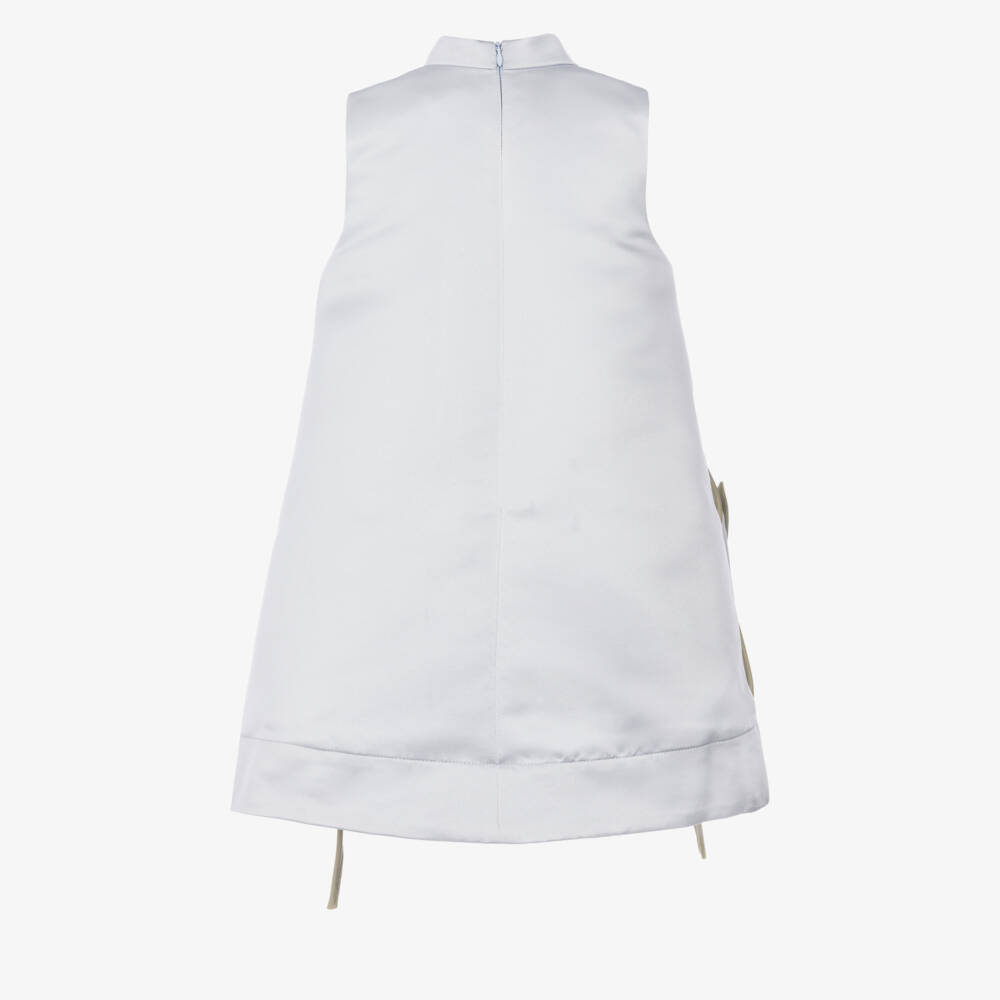 Jessie and James London-Girls Pale Blue Satin Dress with Roses | Childrensalon