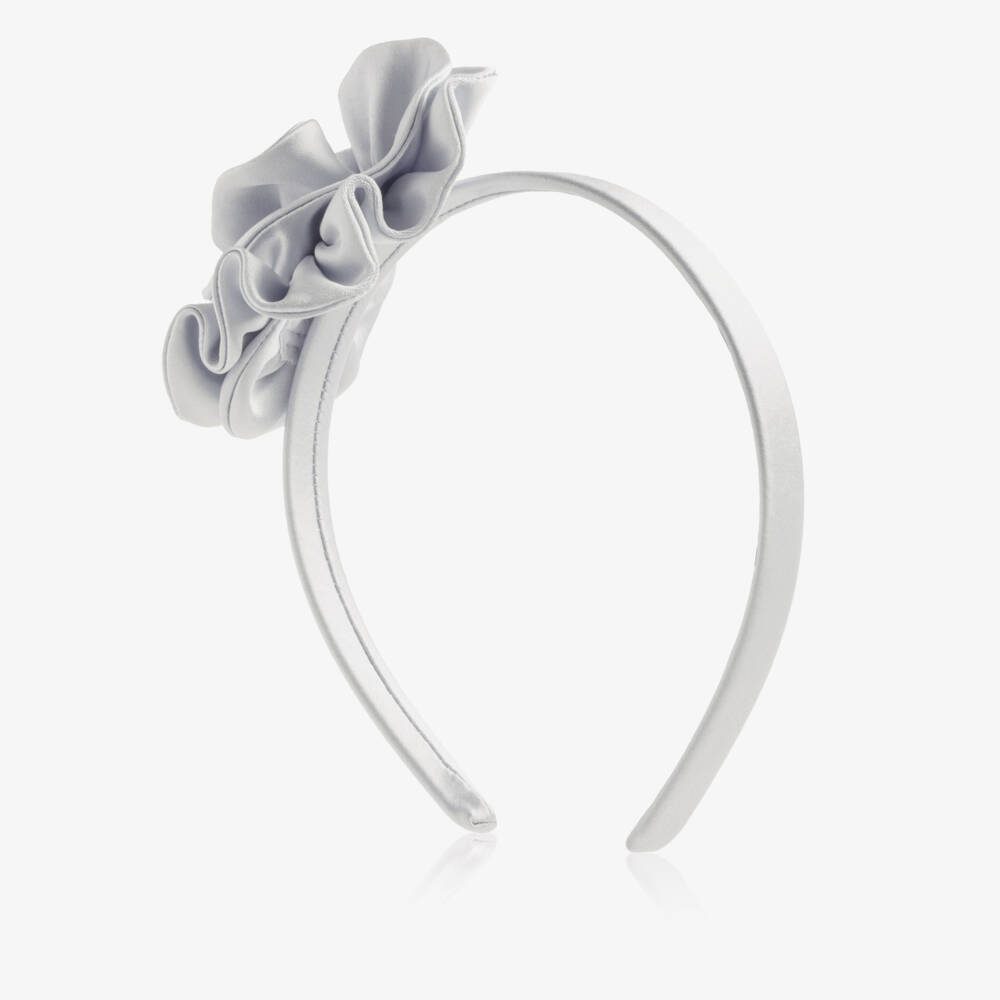 Jessie and James London-Girls Pale Blue Satin Rose Hairband | Childrensalon