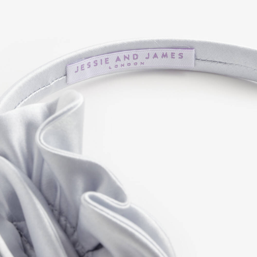 Jessie and James London-Girls Pale Blue Satin Rose Hairband | Childrensalon