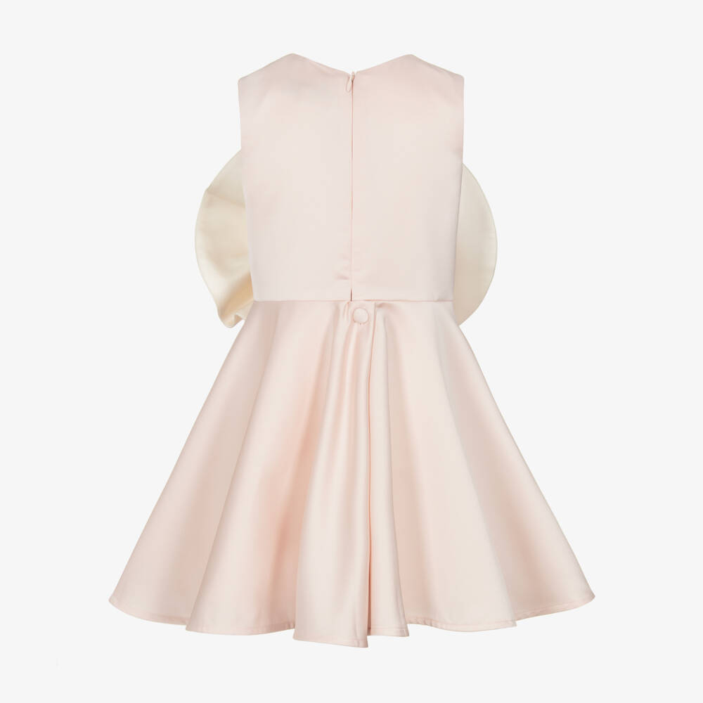 Jessie and James London-Girls Pale Pink Satin Dress with Statement Floral Appliqué | Childrensalon