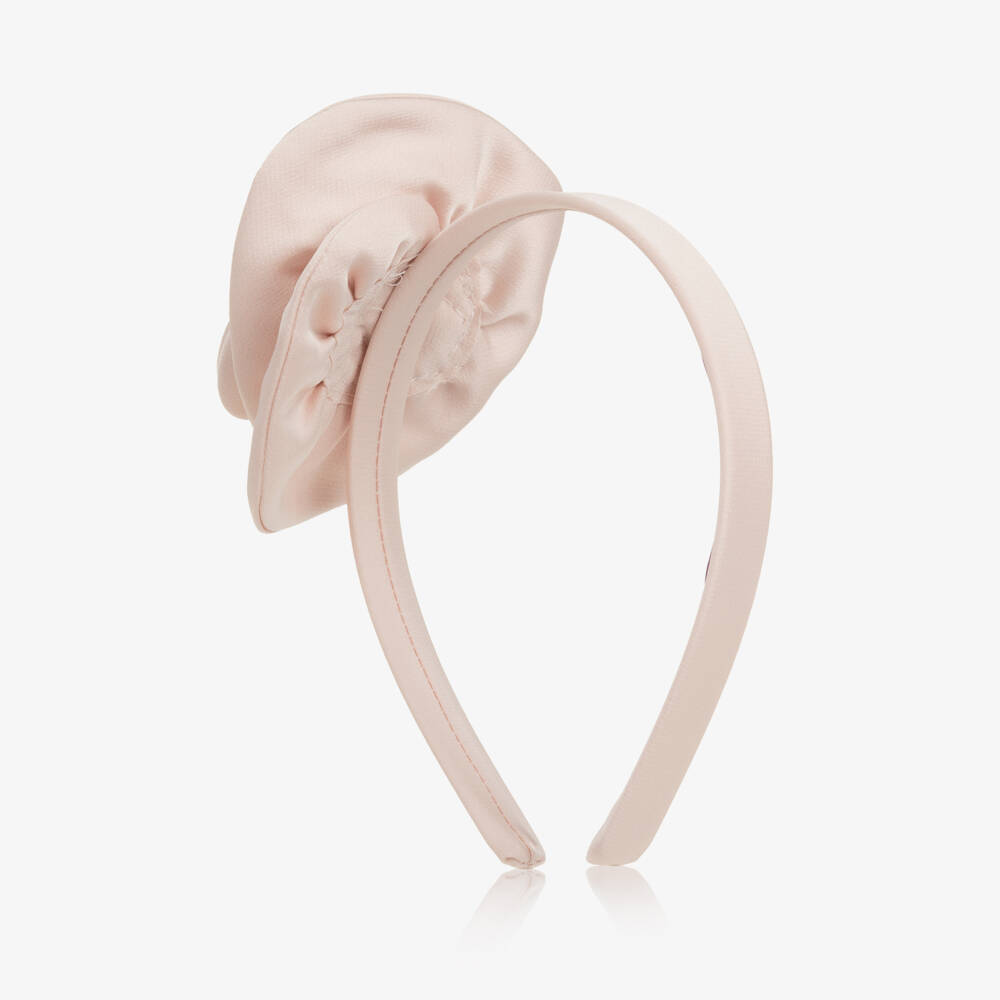 Jessie and James London-Girls Pale Pink Satin Rose Hairband | Childrensalon