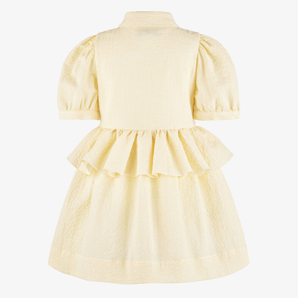 Jessie and James London-Платье желтое из хлопка с рюшами для девочек | Childrensalon