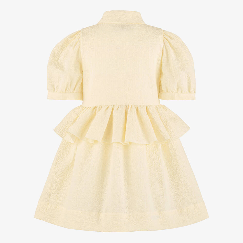 Jessie and James London-Girls Pale Yellow Cotton Ruffles Dress | Childrensalon