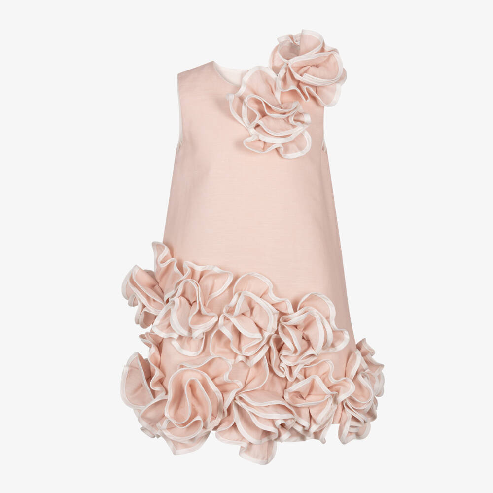 Jessie and James London-Girls Pastel Pink Statement Ruffle Hemmed Dress | Childrensalon
