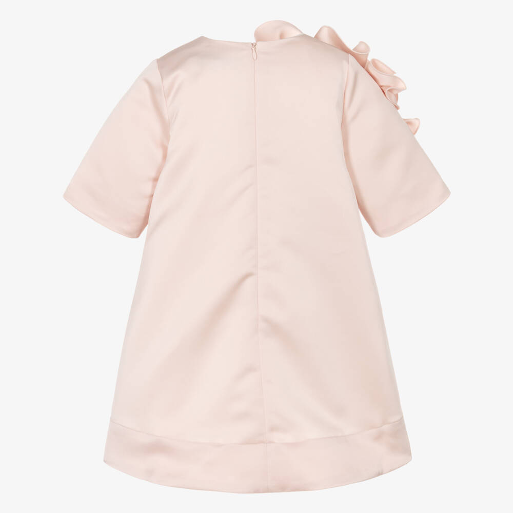 Jessie and James London-Платье розовое из сатина с абстрактным рюшем для девочек | Childrensalon