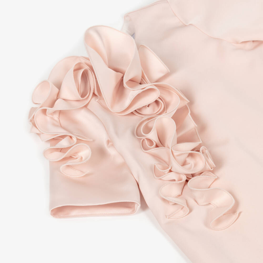 Jessie and James London-Платье розовое из сатина с абстрактным рюшем для девочек | Childrensalon