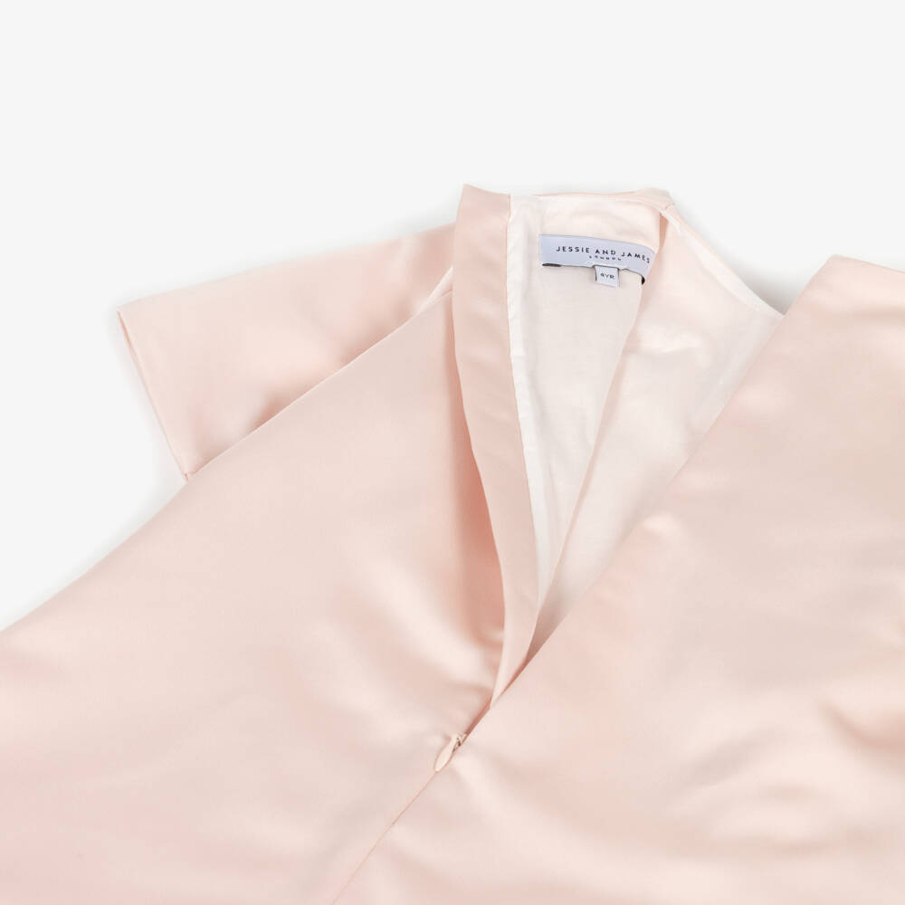 Jessie and James London-Платье розовое из сатина с абстрактным рюшем для девочек | Childrensalon