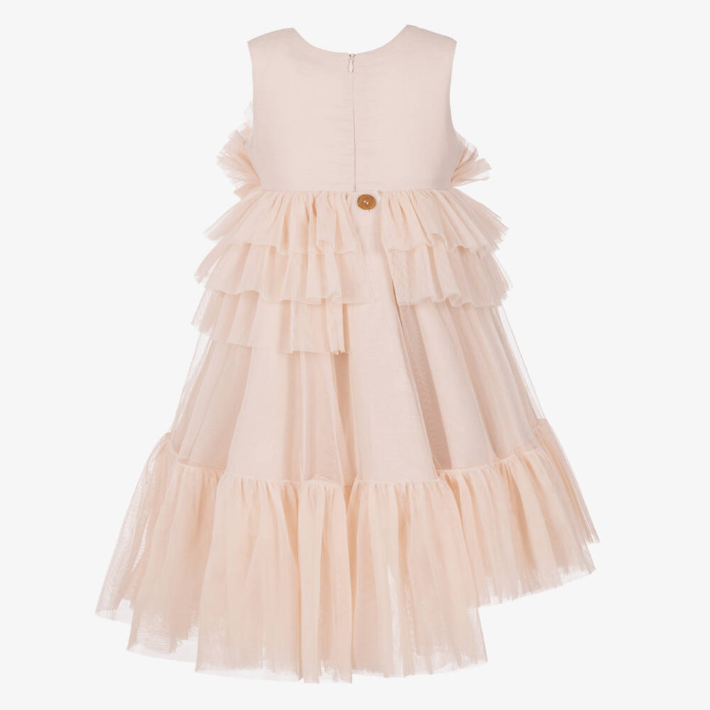 Jessie and James London-Girls Pink Tulle Asymmetric Dress | Childrensalon