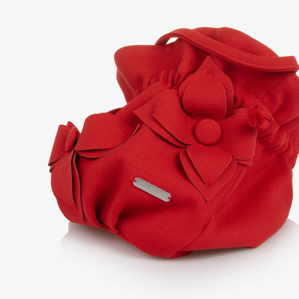 Jessie and James London-حقيبة مزينة بورود لون أحمر للبنات (21 سم) | Childrensalon