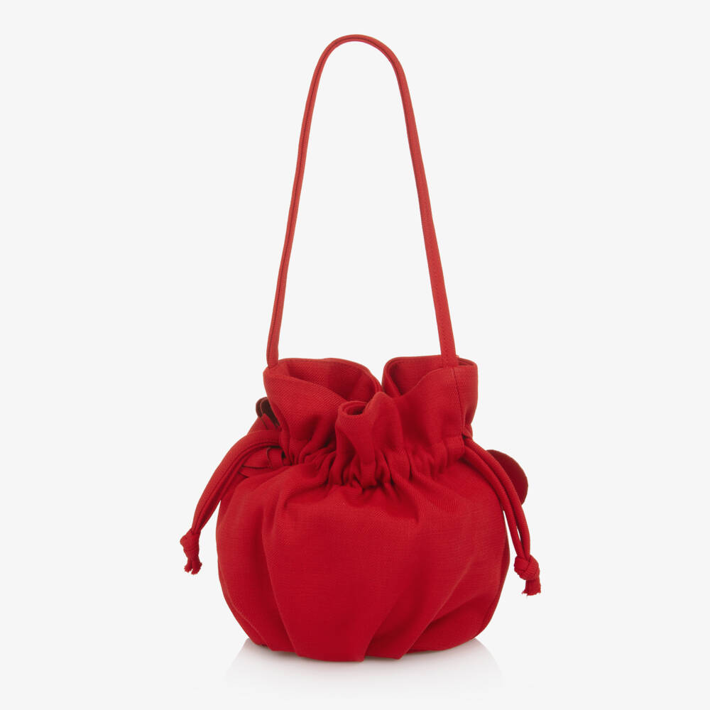 Jessie and James London-Girls Red Bag with Abstrast Floral Appliqués (21cm) | Childrensalon
