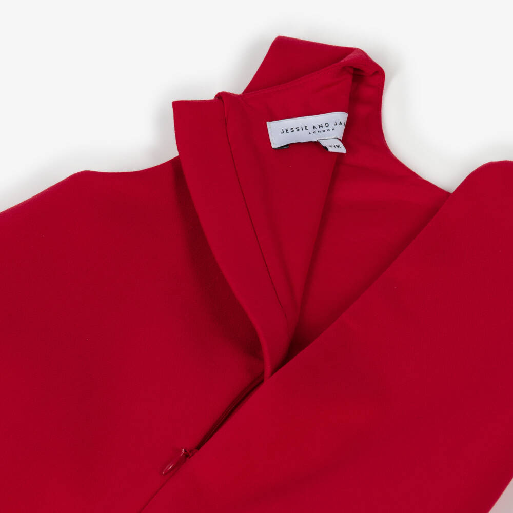 Jessie and James London-Girls Red Cotton Twill 3D Flower Dress | Childrensalon