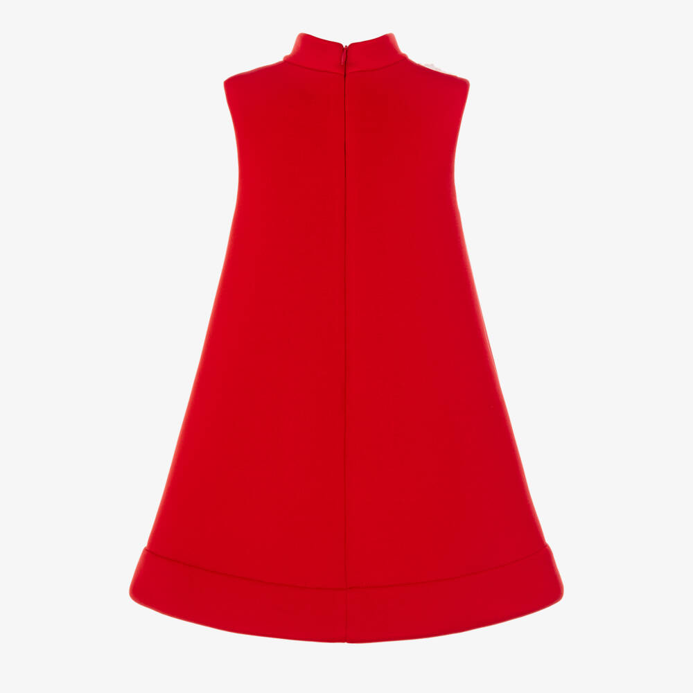 Jessie and James London-Girls Red Neoprene Dress with Laser-Cut Flowers | Childrensalon