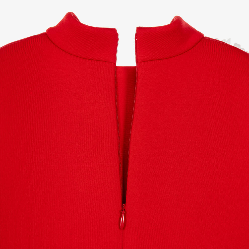 Jessie and James London-Girls Red Neoprene Dress with Laser-Cut Flowers | Childrensalon