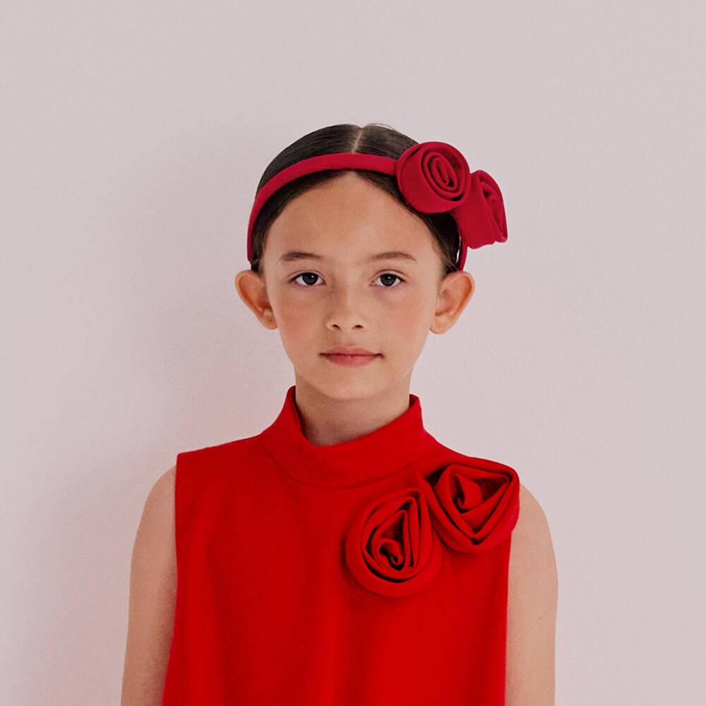Jessie and James London-Girls Red Rose Hairband | Childrensalon