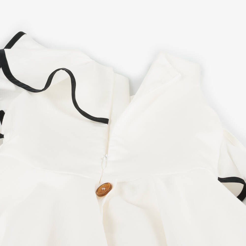 ruffle bib - white soft twill