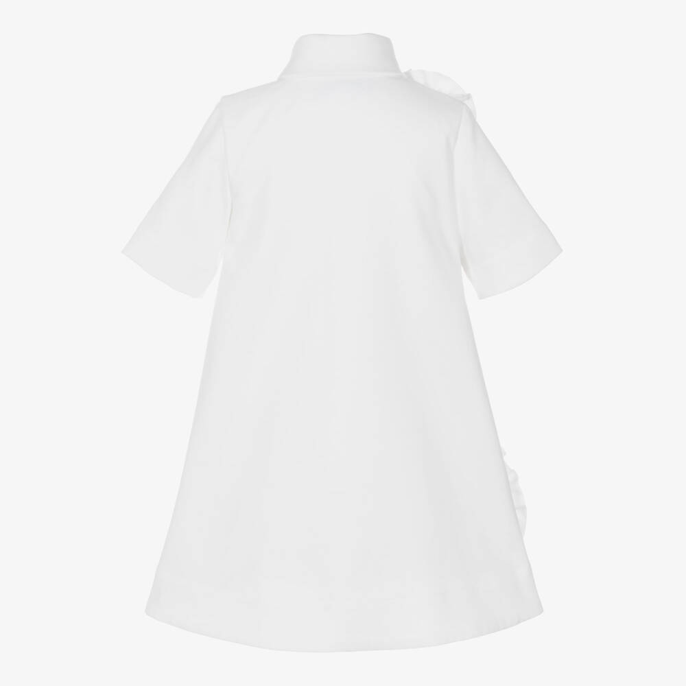 Jessie and James London-Girls White Shirt Dress with 3D Flowers | Childrensalon