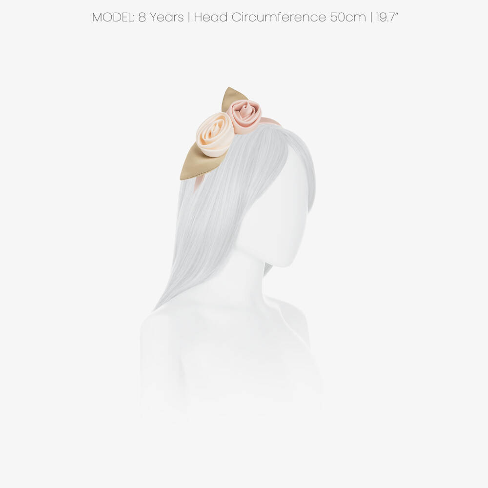 Jessie and James London-Girls Pink Satin Hairband with Ivory & Pink Flowers | Childrensalon