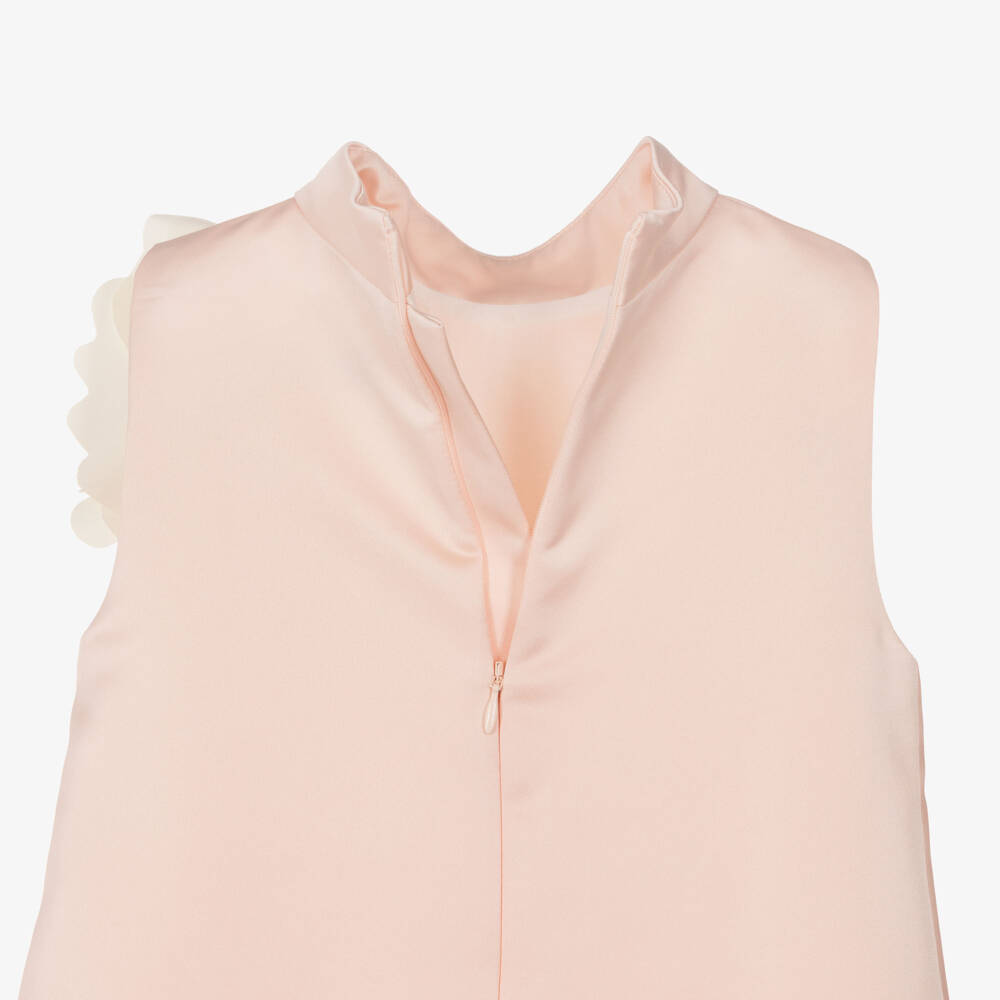 Jessie and James London-Girls Pale Pink & Ivory Satin Flower Dress | Childrensalon