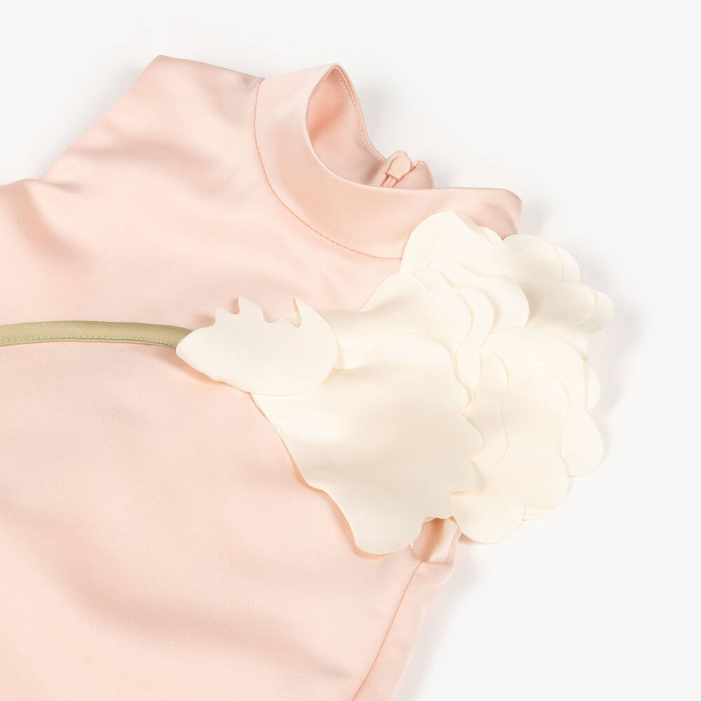 Jessie and James London-Girls Pale Pink & Ivory Satin Flower Dress | Childrensalon