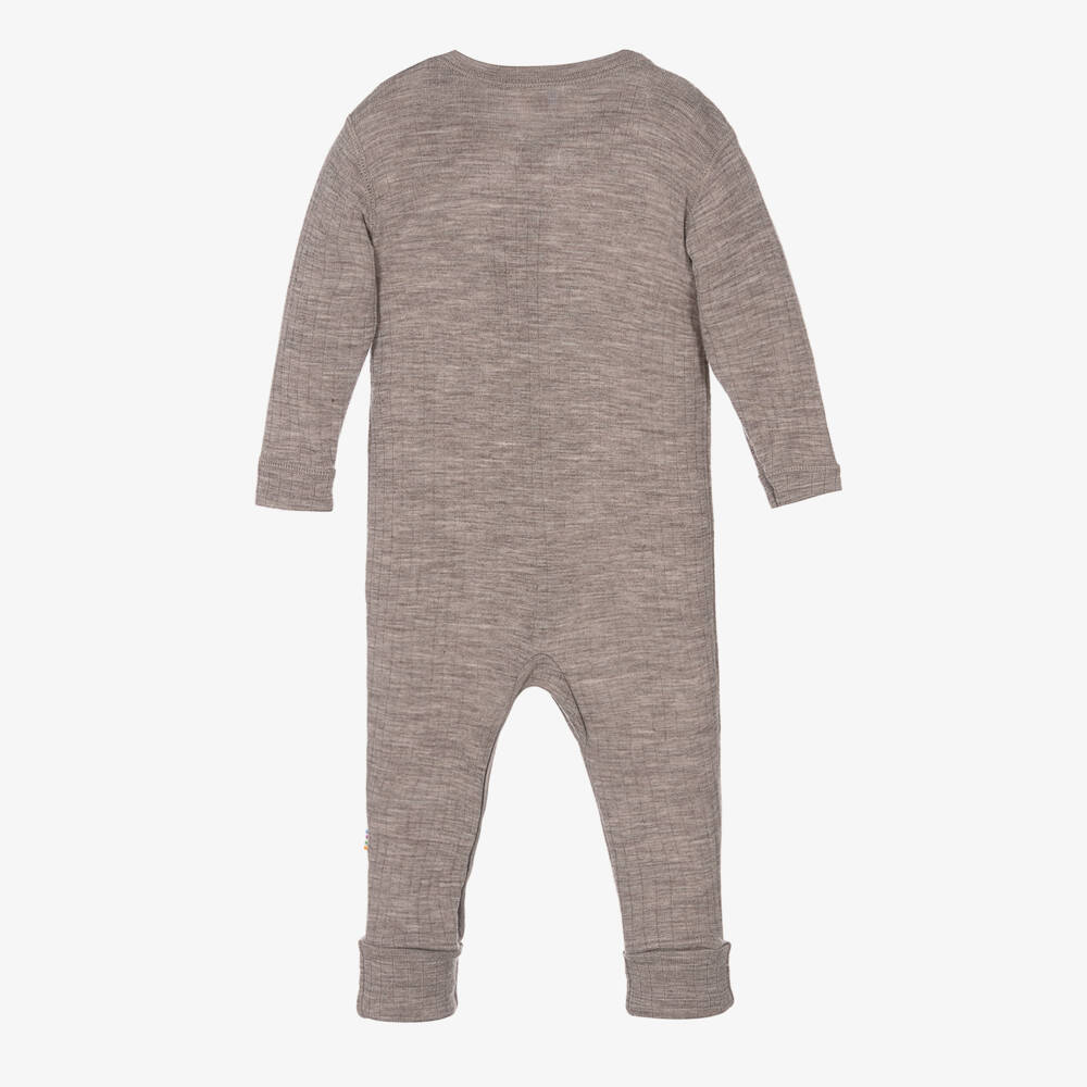 Joha-Beige Thermal Merino Wool Baby Romper | Childrensalon