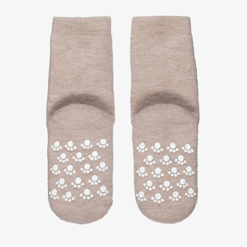 Joha-Носки бежевые шерстяные с антискользящими накладками | Childrensalon