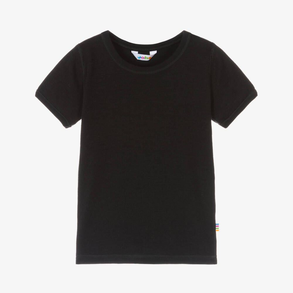 Joha-Black Organic Cotton T-shirt | Childrensalon