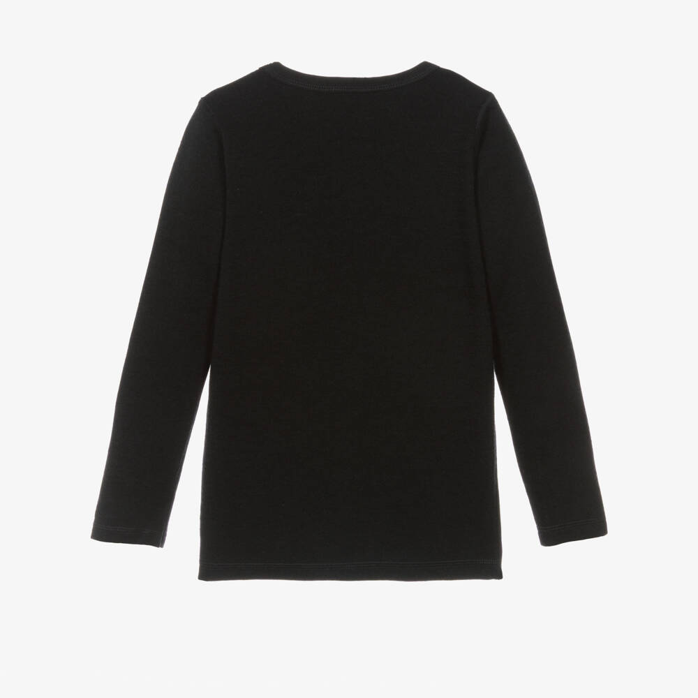 Joha-Black Thermal Wool Top | Childrensalon