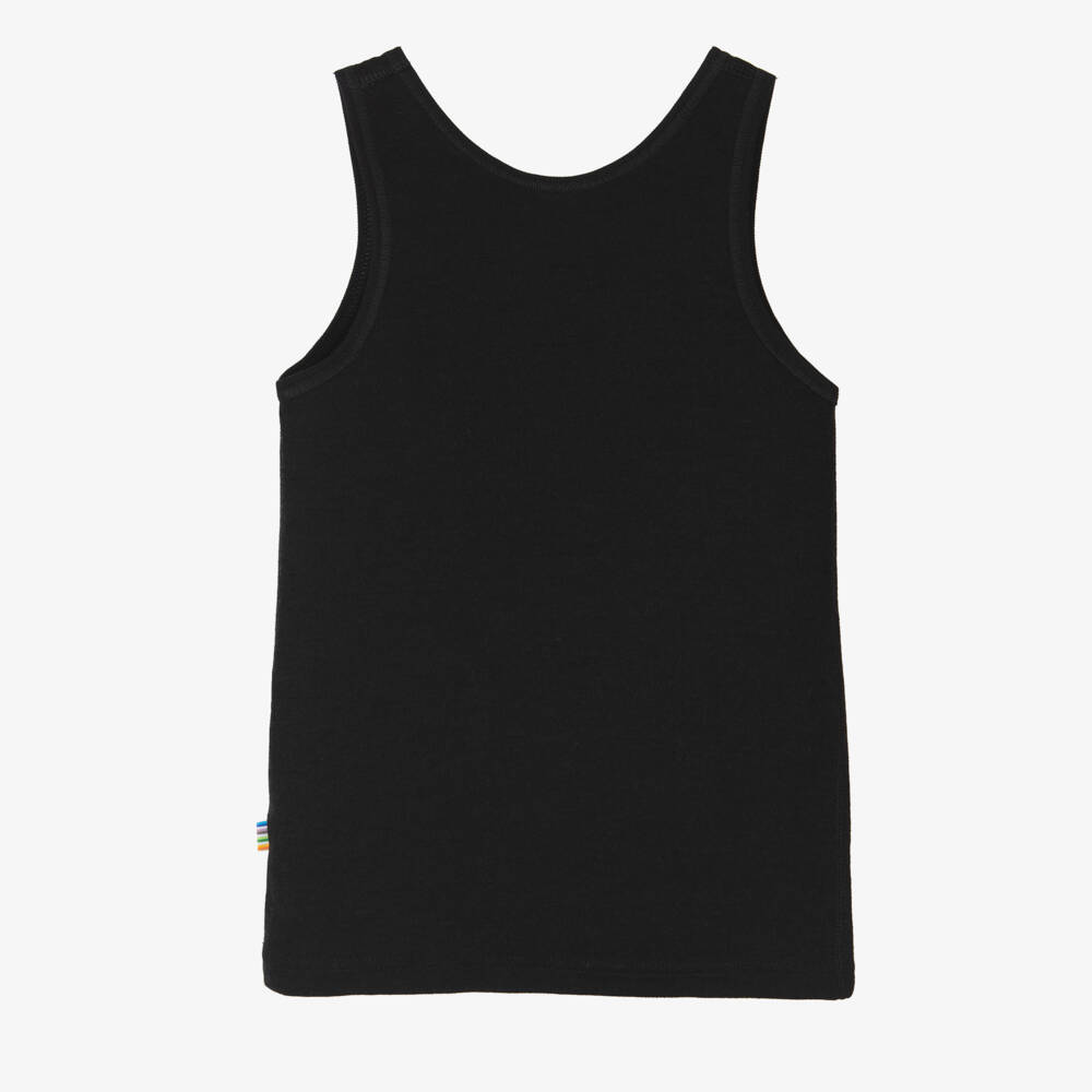 Joha-Black Wool & Organic Cotton Thermal Vest | Childrensalon